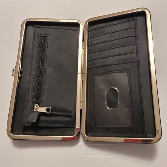 Slim Black Clutch Faux Leather Flat Wallet - Picture 7 of 11